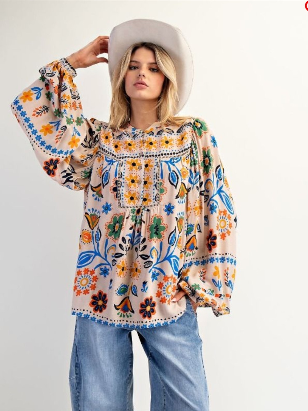 Easel Floral Casual Top NWT